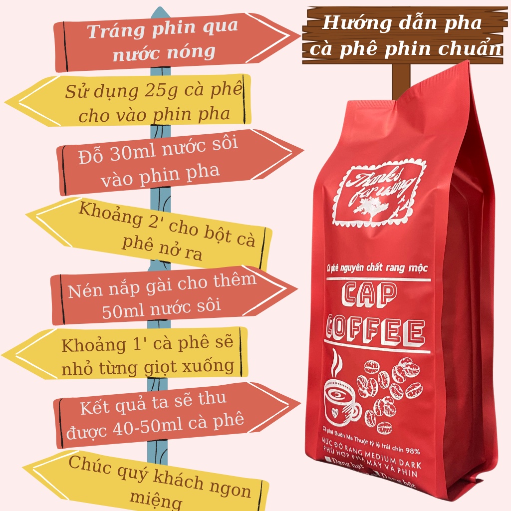 Cà phê nguyên chất Robusta Honey 500gr xay pha phin, rang mộc - vị trái cây, chocolate, đắng nhẹ - Medium | BigBuy360 - bigbuy360.vn