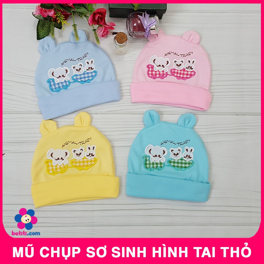 Mũ Chụp Sơ Sinh Hình Tai Thỏ Cho Bé Dưới 6kg - BTT00567