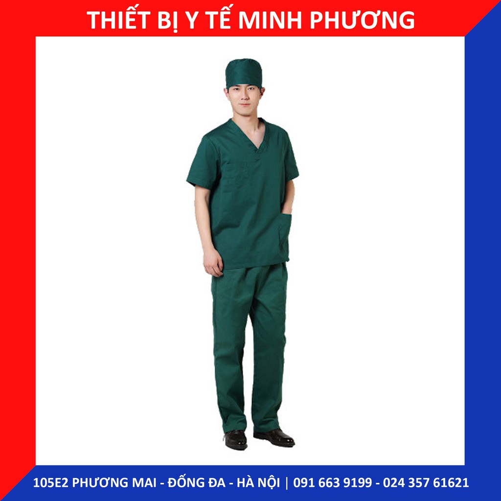 Bộ scrubs bác sĩ, quần áo y tế xanh lá cây nam, nữ các size S M L XL