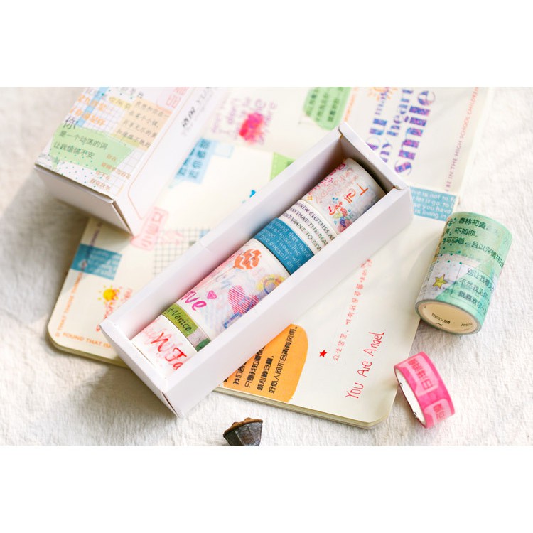 Set băng dính washi tape trang trí planner scrapbook WST111