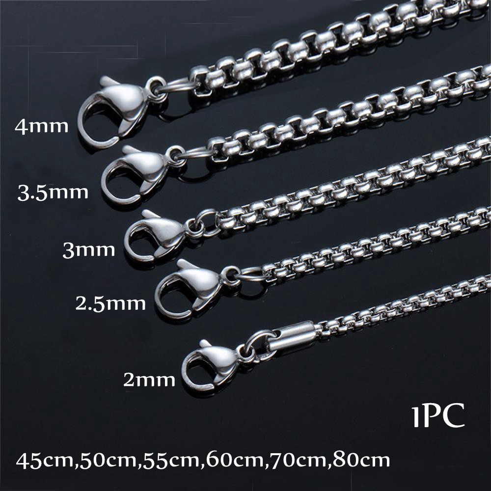 vòng cổ Thép Không Gỉ Màu Bạc 2mm / 2.5mm / 3mm / 3.5mm / 4mm Phong Cách Hip Hop Thời Trang Cho Nam Và Nữ