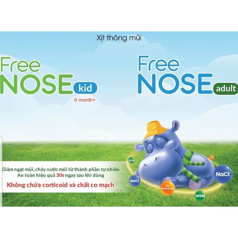 Xịt thông mũi Free NOSE giúp giảm xoang ngạt mũi chảy nước mũi cho trẻ, người lớn di ứng mũi - Lọ 20 ml