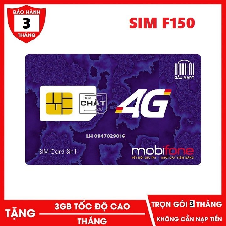 Sim Mobifone 3GB/Tháng Gói Cước Mới- Sim Mobi F150 Giá Siêu Ưu Đãi-Nhanh Tay Đặt Hàng Số Lượng Có Hạn