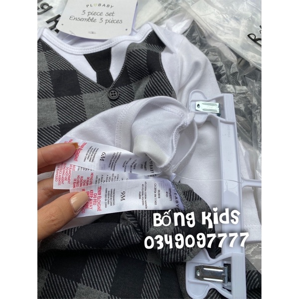 Bộ Bodysuit Bé Trai Công Tử Kẻ Ô PLBaby