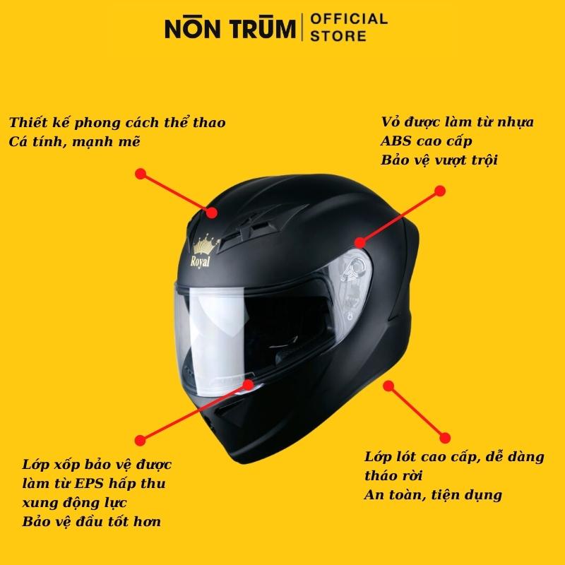 Nón bảo hiểm fullface Royal M266 có 2 kính, bảo hành 12 tháng