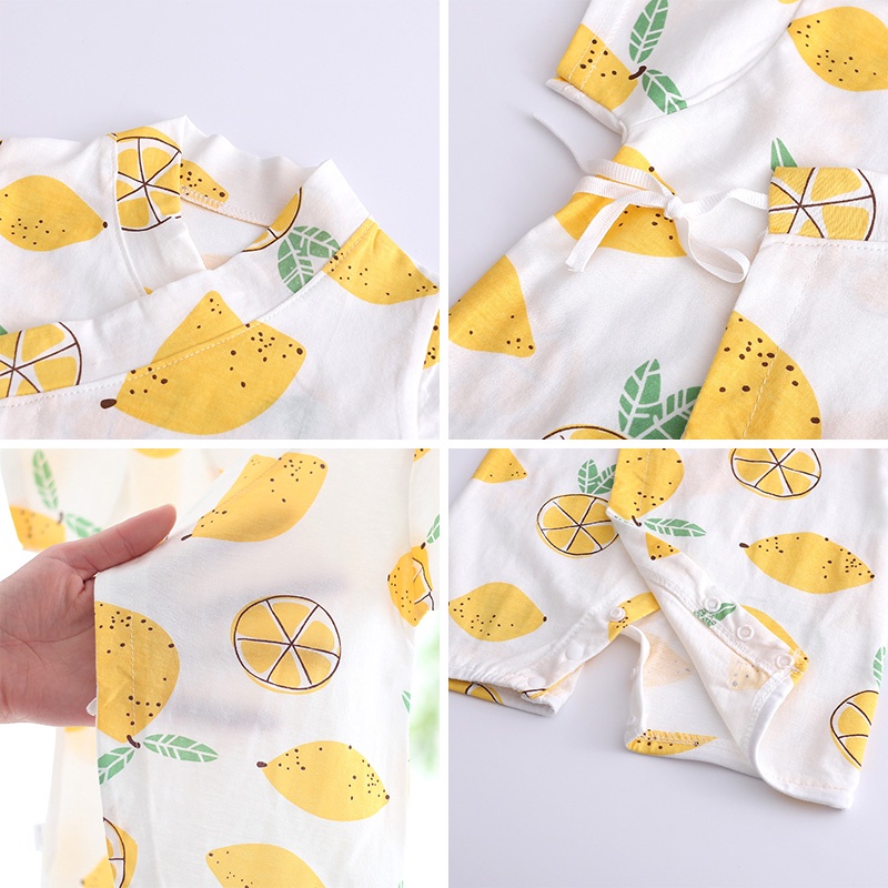 Bộ Áo Liền Quần Tay Ngắn Vải Cotton Mỏng In Hoạt Hình Thời Trang Mùa Hè 2022 Cho Bé Sơ Sinh