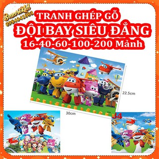Tranh Xếp Hình Đội Bay Siêu Đẳng Super Wings 16 40 60 100 200 Mảnh Bằng Gỗ Ghép Hình