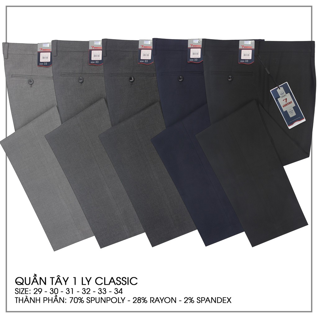 Quần Tây 1 Ly Trơn Màu Classic Vĩnh Tiến 425