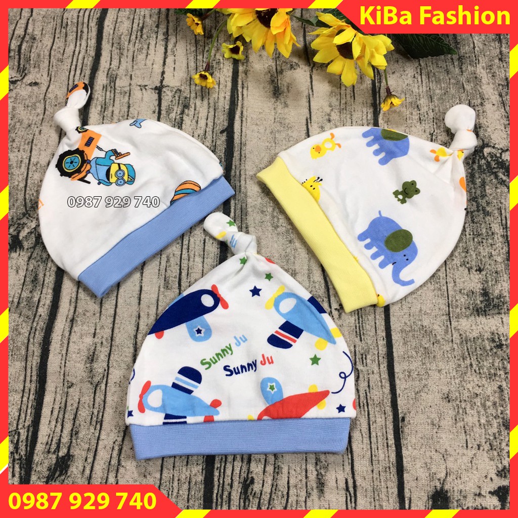 Combo 3 chiếc Mũ, nón sơ sinh chất nỉ cao cấp cho bé (0-6 tháng) MSS - TK060 - Ảnh + video thật (Giao màu ngẫu nhiên )