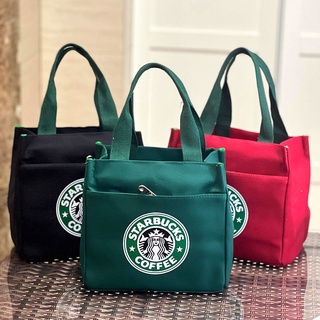 Túi Vải Canvas Starbucks Giữ Nhiệt Đựng Hộp Cơm Tiện Lợi