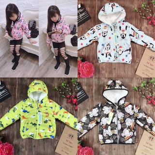Áo phao béo lót lông cho bé trai, bé gái từ 6-16kg, Áo phao chống nước cho bé