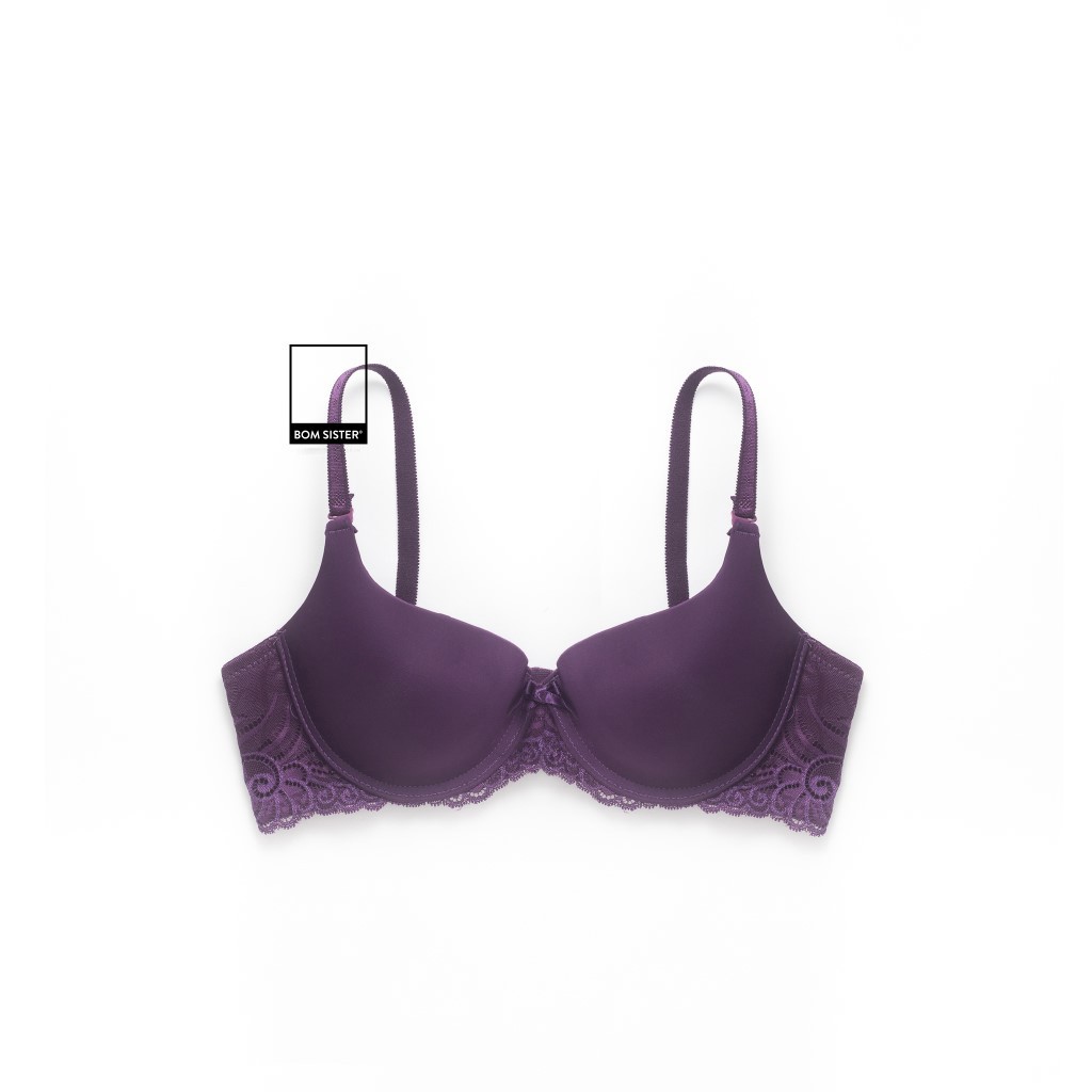 Áo lót mút vừa chất thun lạnh lưng ren màu trơn cúp xéo có gọng nâng ngực tự nhiên BOM SISTER A1309 | BigBuy360 - bigbuy360.vn