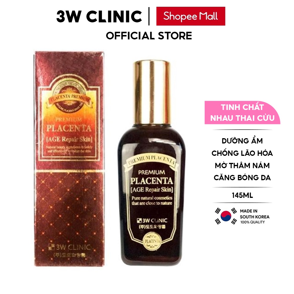 Serum chống lão hóa 3W Clinic Hàn Quốc tinh chất nhau thai cừu dưỡng trắng da dưỡng ẩm &amp; căng bóng da 145ml