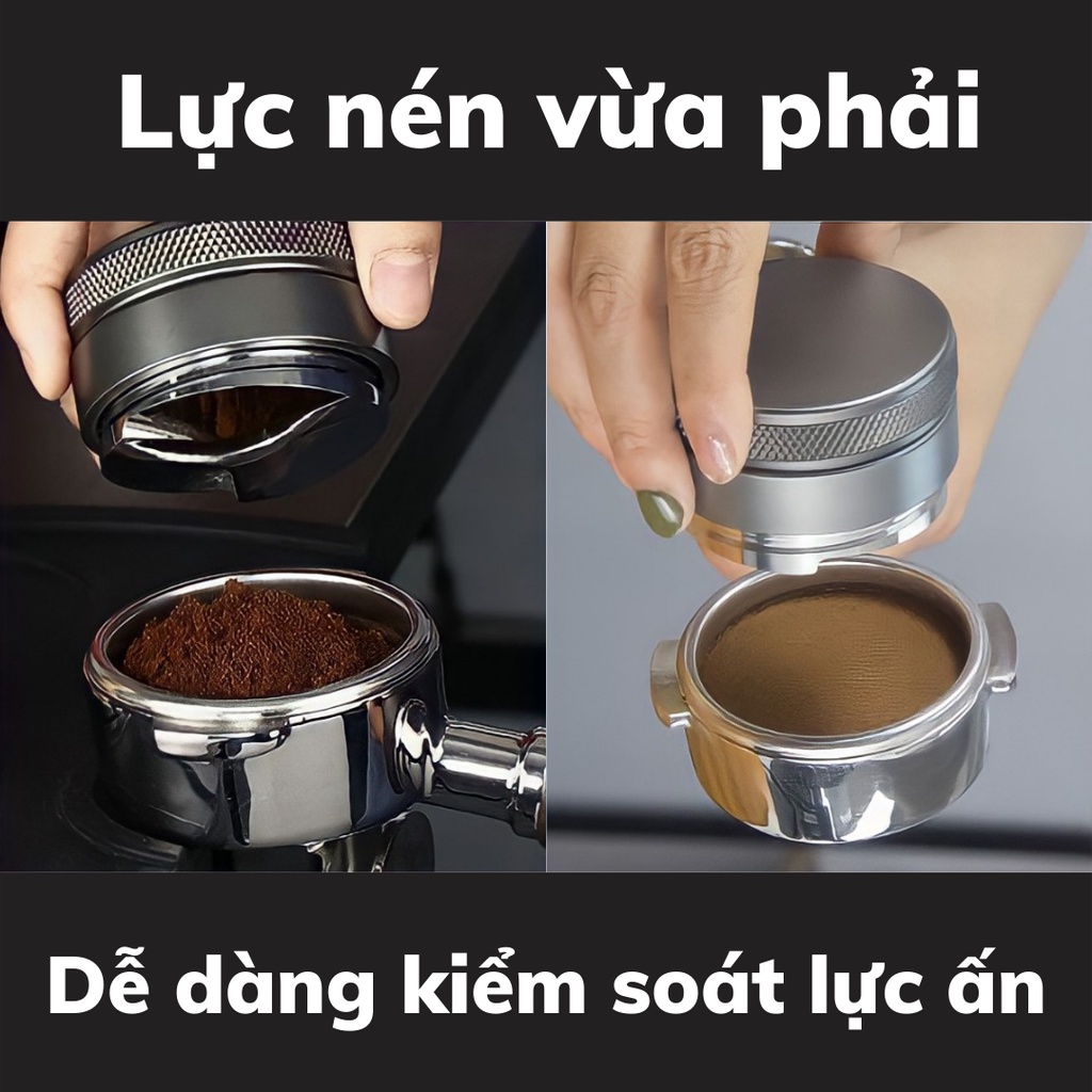 OCD nén cà phê chia 3 lưỡi 51mm tamper nén cafe inox 304 cao cấp thiết kế nguyên khối kích thước 51-53-58 mm