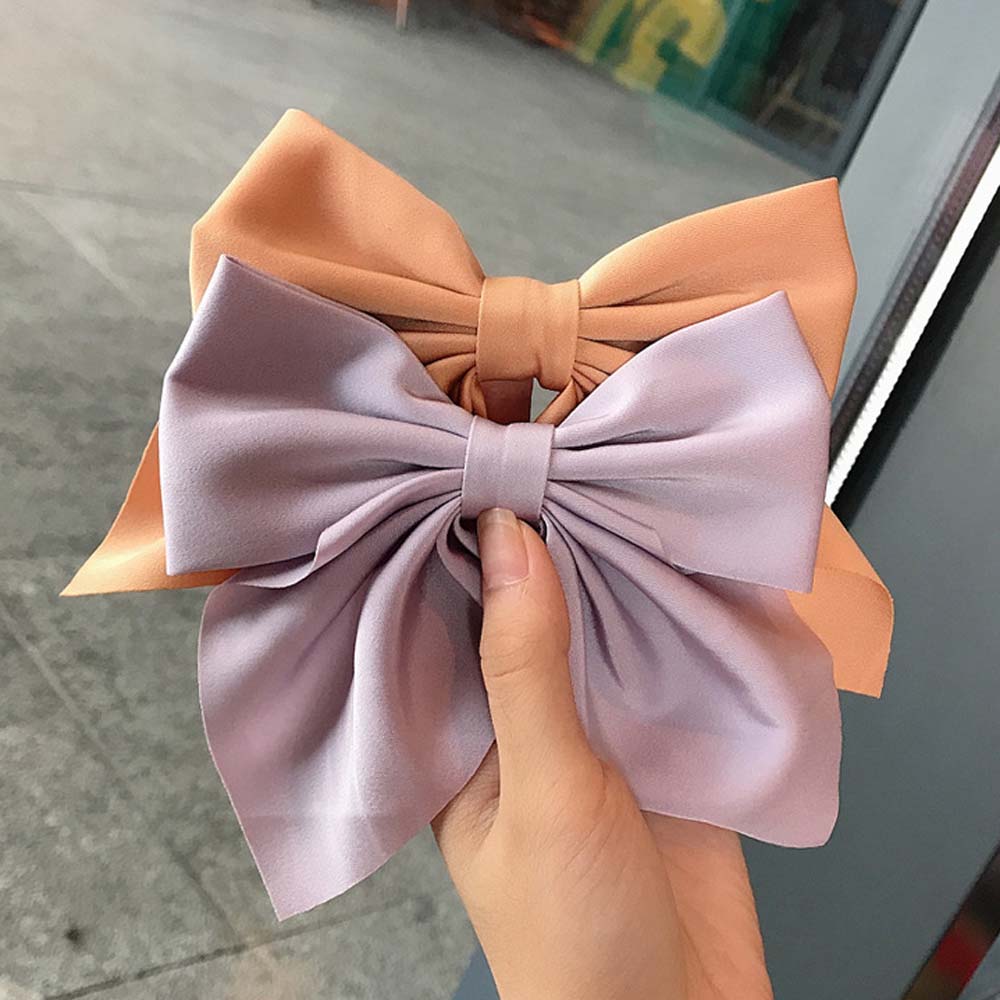 BACK2LIFE Temperament Duckbill Clip Cute Hair Accessories Bow Hairpin Women Wild Solid Color Korean Girl Simple Hair Clip wine red/orange/purple