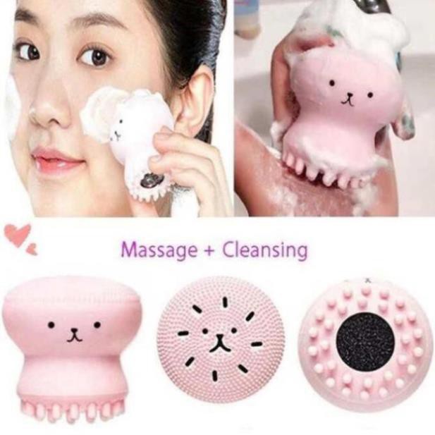 [1 H SALE SỐC] Cọ bạch tuộc rửa mặt massage 2 đầu làm sạch sạch mụn cám, đầu đen, da mịn màng