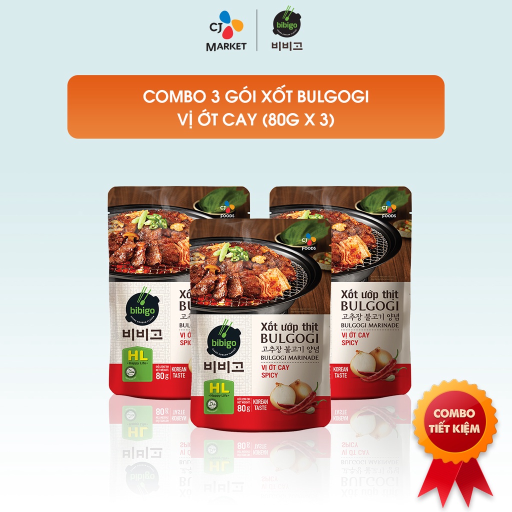 Xốt ướp thịt Bulgogi Vị ớt cay Bibigo Gói 80g