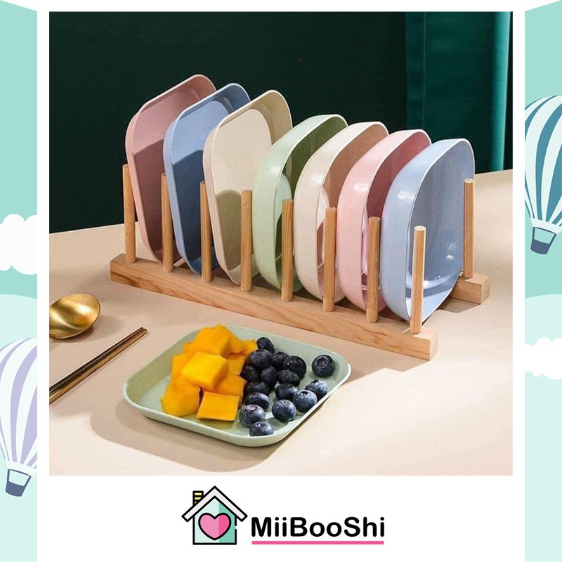 Đĩa lúa mạch vuông tròn sâu lòng size to set 8 đĩa lúa mạch đựng hoa quả trái cây cao cấp MSF455