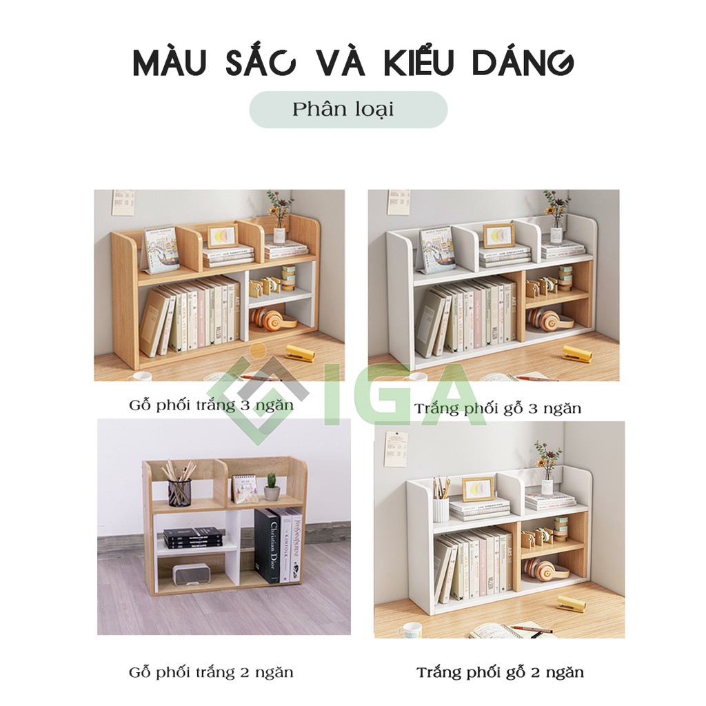 Kệ Sách Để Bàn IGA Phối Màu Theo Phong Cách Hàn Quốc Hiện Đại - GP157