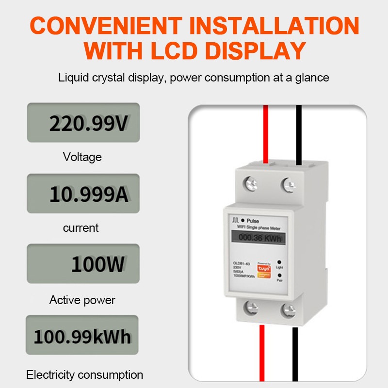 Thiết Bị Đo Công Suất Năng Lượng Thông Minh Kwh Kết Nối Wifi Hỗ Trợ Smartlife / Tuya App Alexa Google Home