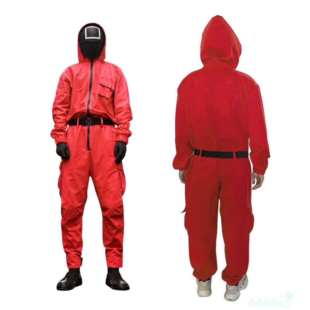 Bộ đồ liền thân tay dài hóa trang nhân vật trong phim Squid Game có khóa kéo và mũ đội đầu dành cho nam | BigBuy360 - bigbuy360.vn