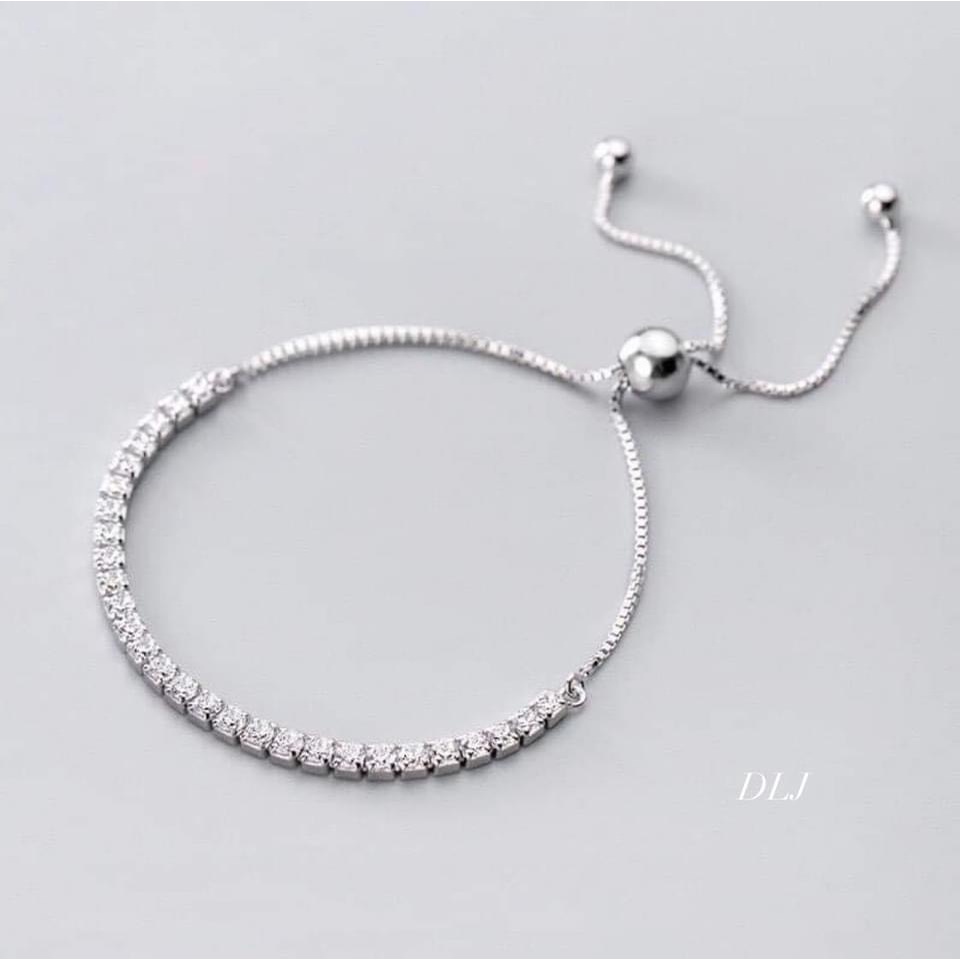 Lắc tay bạc nữ, lắc tay dải đá chốt dây rút điều chỉnh nhiều cỡ tay - Kho sỉ bạc Nhất Linh
