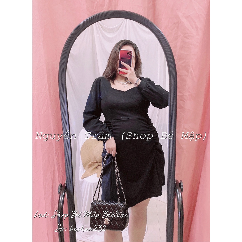 Đầm Suông Đuôi Cá Nhún Tay Dài BigSize 67-87Kg