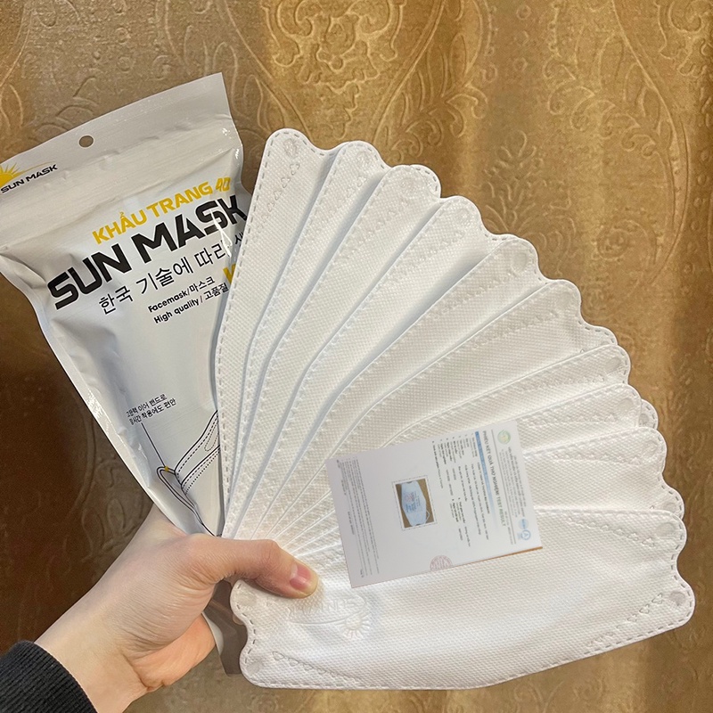 Khẩu trang KF94 Hàn quốc Sun Mask y tế 4 lớp kháng khuẩn màu đen xanh xám chính hãng 4D sét 50 cái