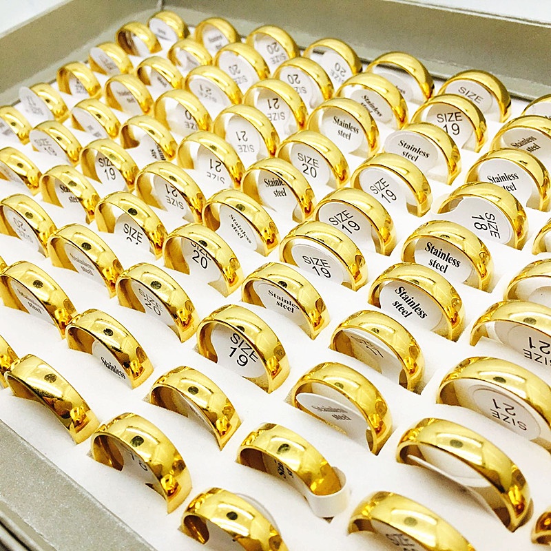 Bộ 10 NhẫN BằNg ThéP Không Gỉ Mạ VàNg 6mm