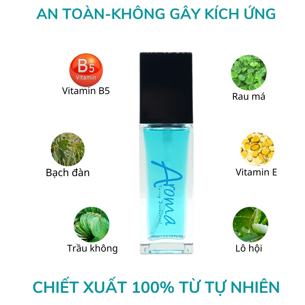 Xịt Khử Mùi Hôi Nách Aroma Chính Hãng- Khử Mùi Hôi Nách, Hôi Chân, Thâm Nách, Ra Mồ Hôi Nách 50 ml