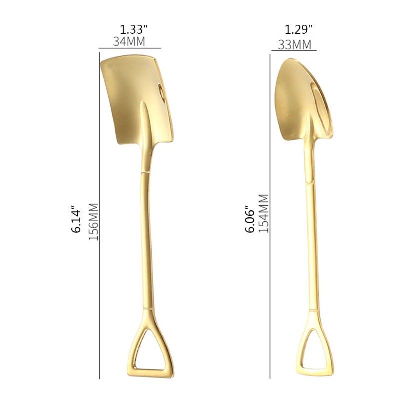 Muỗng khuấy cafe ăn bánh kem dưa hấu tráng miệng hình xẻng bằng thép không gỉ