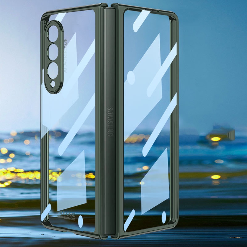 Ốp Điện Thoại Kính Cường Lực Trong Suốt Mạ Viền Cho Samsung galaxy Z Fold 5 Z Fold 4 Fold 3
