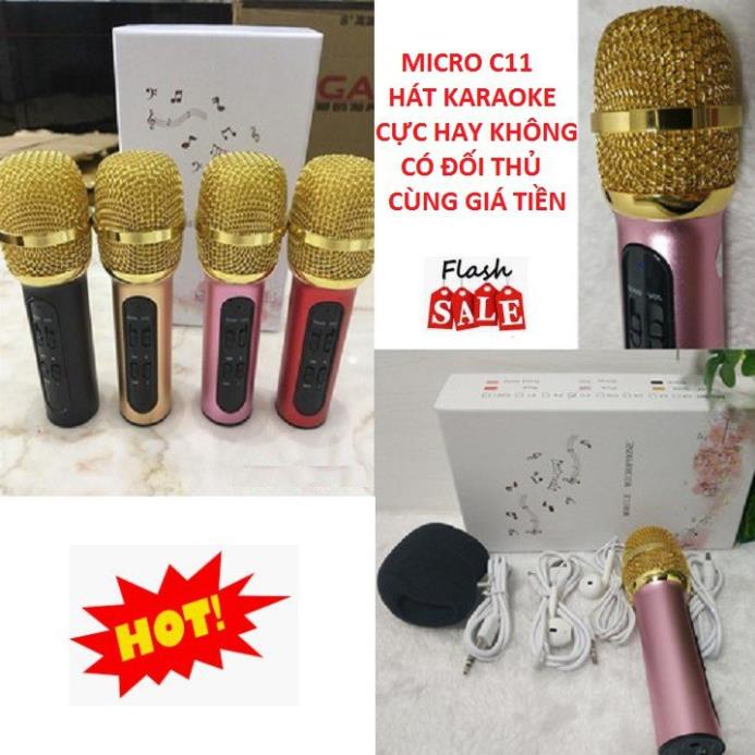 [𝑩𝒂̉𝒏 𝑵𝒂̂𝒏𝒈 𝑪𝒂̂́𝒑] Mic Thu âm C11 livestream cao cấp tặng kèm tai phone - Hàng Xịn Không Lỗi