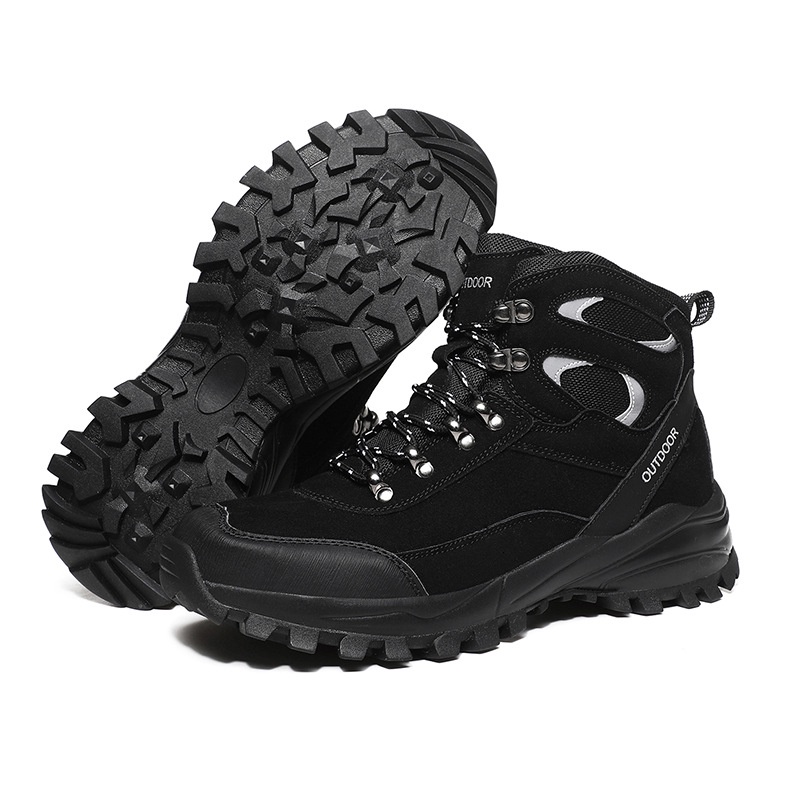 Giày bốt leo núi cổ cao lót lông cừu ấm áp thời trang cho nam 2021