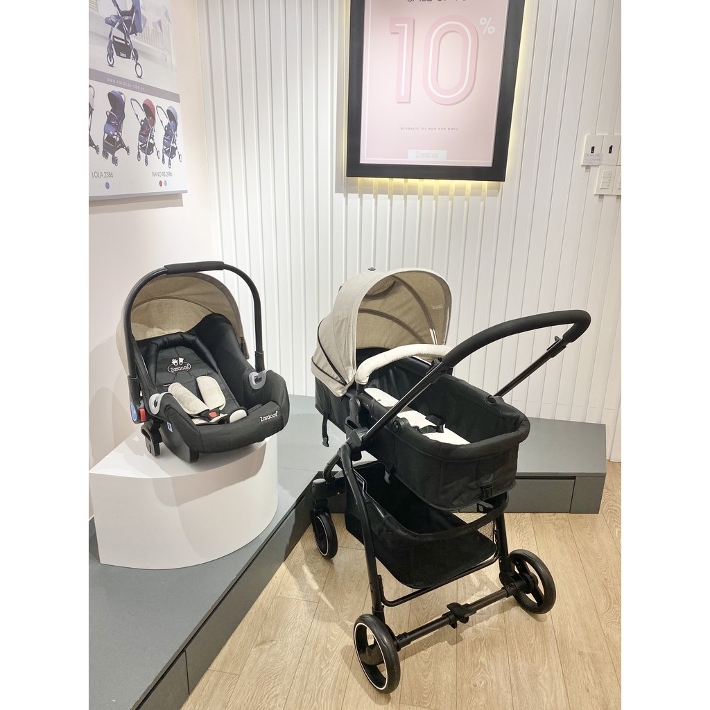Bộ xe đẩy + Ghế ô tô Zaracos Coron 4606 – Beige