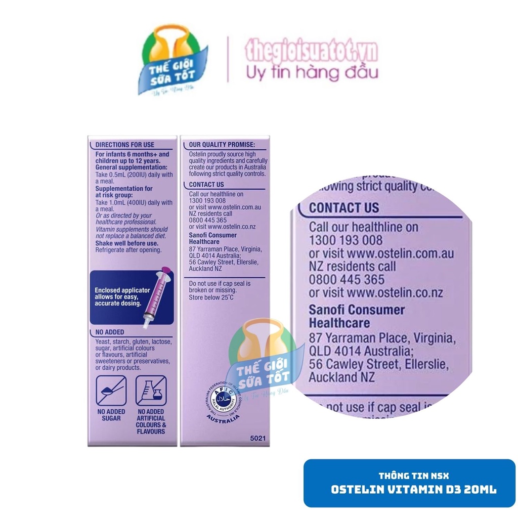 Vitamin D cho trẻ Ostelin Kids Liquid 20ml của Úc