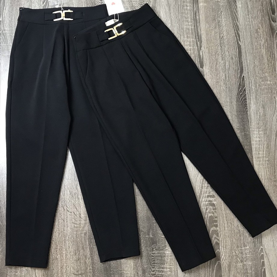 Quần baggy nữ khóa sườn giọt lệ phối phụ kiện siêu sang chảnh | BigBuy360 - bigbuy360.vn