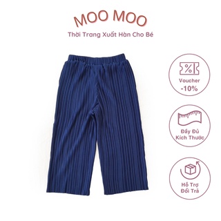 Quần ống xuông lilipuri xếp li màu xanh đậm bé gái phong cách hàn quốc