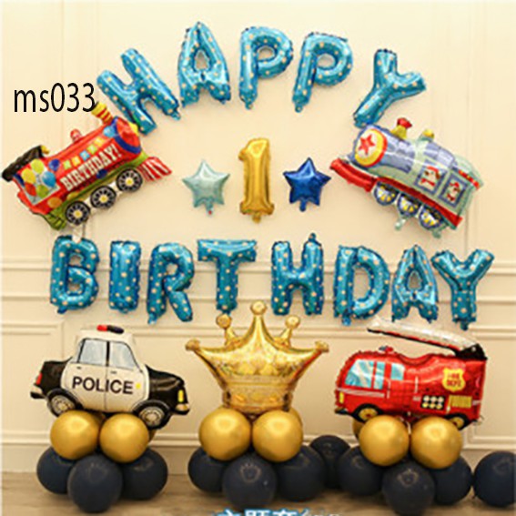 Set bóng sinh nhật chủ đề ô tô, trang trí sinh nhật xe ô tô cho bé tặng kèm bơm và băng dính