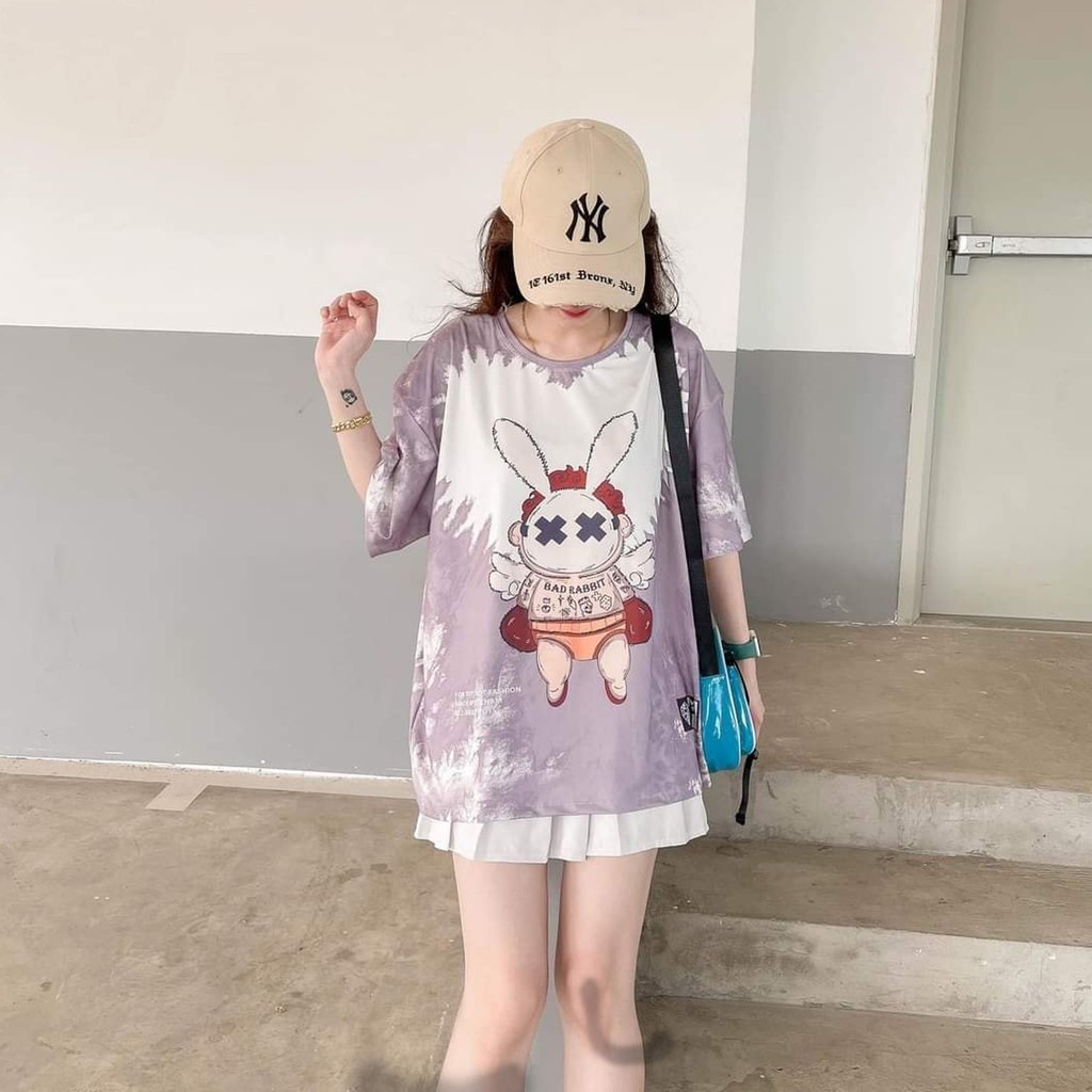 Áo thun in loang SAM CLO ulzzang nam nữ tay lỡ freesize form rộng dáng Unisex, mặc lớp, nhóm, cặp rabbit THẦN TÌNH YÊU