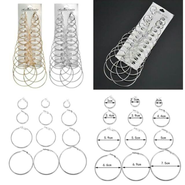 Set khuyên tai 12c tròn