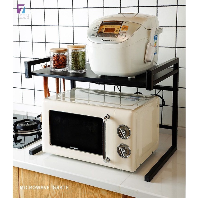 Kệ Để Lò Vi Sóng Lò Nướng 2 Tầng Điều Chỉnh Chiều Ngang