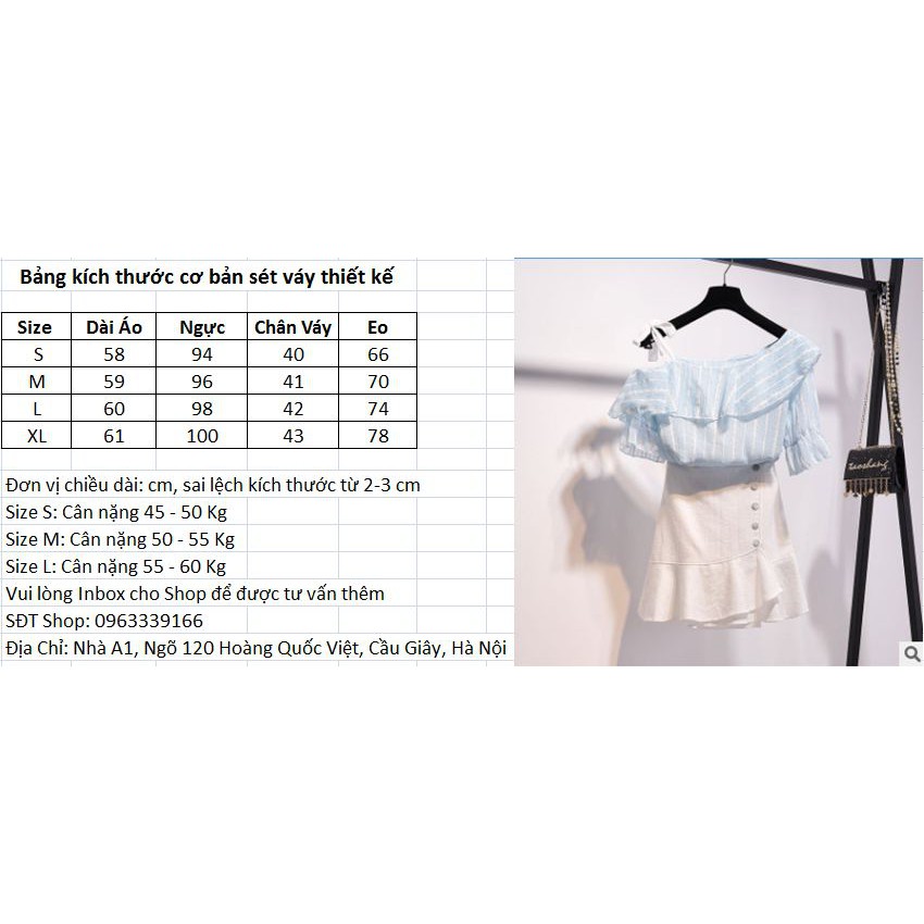 Sét váy thiết kế lệch vai phong cách Hàn Quốc HOT TREND