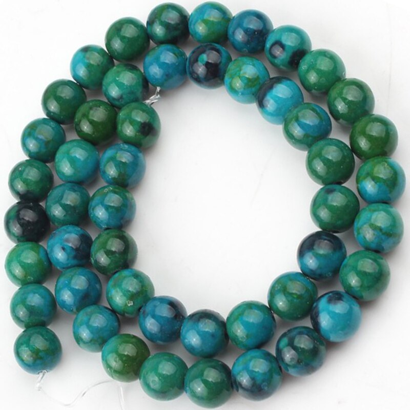 Chrysocolla Chuỗi Hạt Đá 4 6 8 10 12mm 15 "Làm Trang Sức Thủ Công