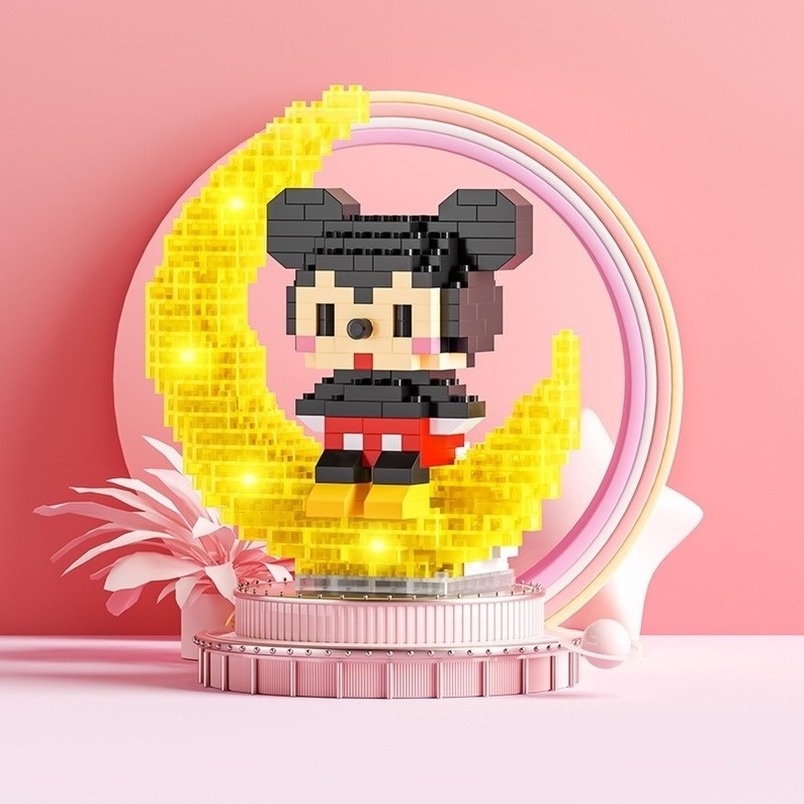 DISNEY Bộ Đồ Chơi Lắp Ráp Hình Chuột Mickey Minnie 3D Bằng Nano Kích Thước Nhỏ Diy Dành Cho Trẻ Em