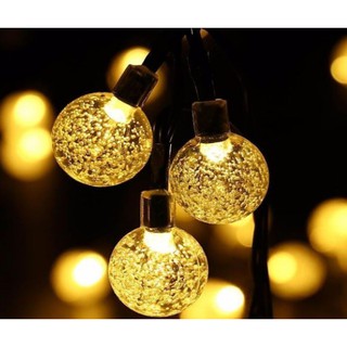 Đèn led bi pha lê màu vàng, dây dài 8m
