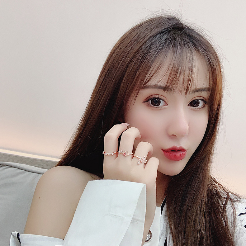 Nhẫn hình bông hoa đính đá thời trang cho nữ