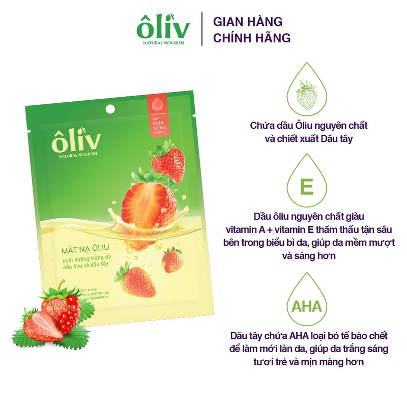 Mặt Nạ Oliv Nuôi Dưỡng Trắng Da Dầu Ôliu & Dâu Tây