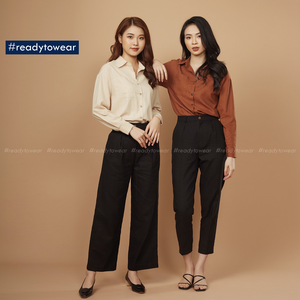 Sơ mi nữ form rộng oversize tay dài đi làm đi chơi có 1 túi ngực vải đũi - linen shirt SM02 | BigBuy360 - bigbuy360.vn