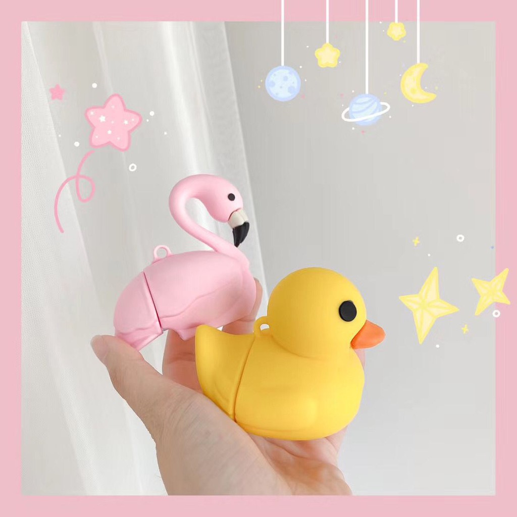 airpods 1 2 pro case cute cartoon Duck flamingo soft airpods case anti-drop